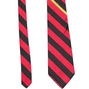 Tommy Hilfiger Mens Red Black Striped Silk Adjustable Knotted Formal Necktie